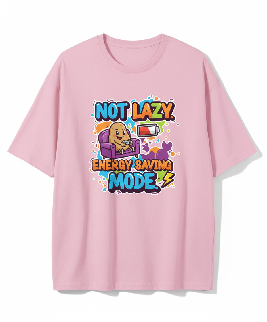 Not Lazy Energy Saving Mode T‑Shirt | Funny Gaming Oversized Unisex Tee