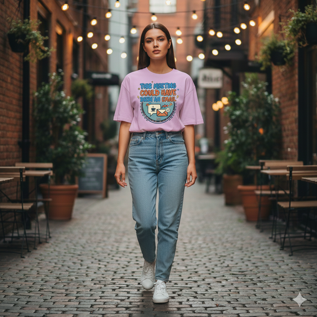 This Meeting Could Have Been An Email Oversized Unisex T‑Shirt | Work From Home Office Humor | 180 GSM Bio‑Wash