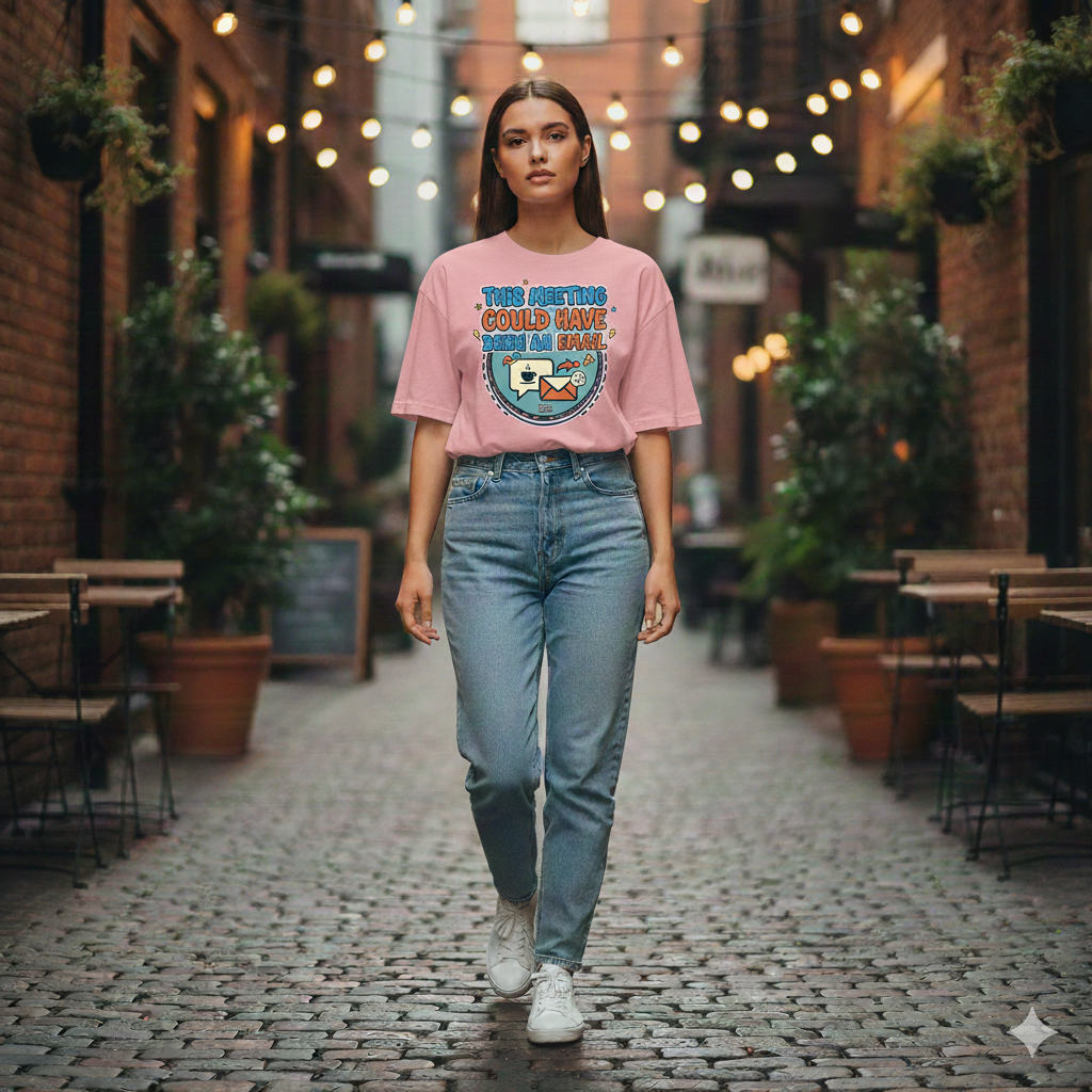 This Meeting Could Have Been An Email Oversized Unisex T‑Shirt | Work From Home Office Humor | 180 GSM Bio‑Wash