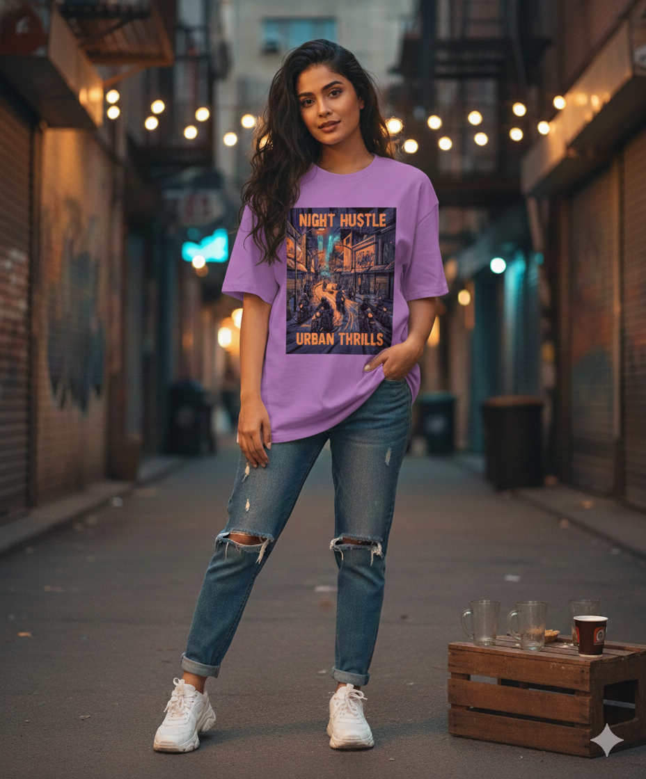 Night Hustle Urban Thrills Graphic T‑Shirt | Biker Streetwear Tee