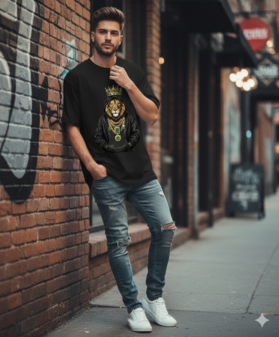 Crown King Hoodie Graphic T‑Shirt | Royal Streetwear Oversized Tee