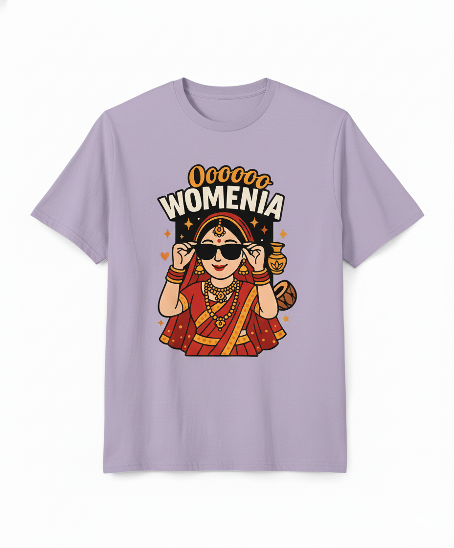 Oooooo Womenia Oversized Unisex T‑Shirt | Desi Bride Graphic | 180 GSM Bio‑Wash