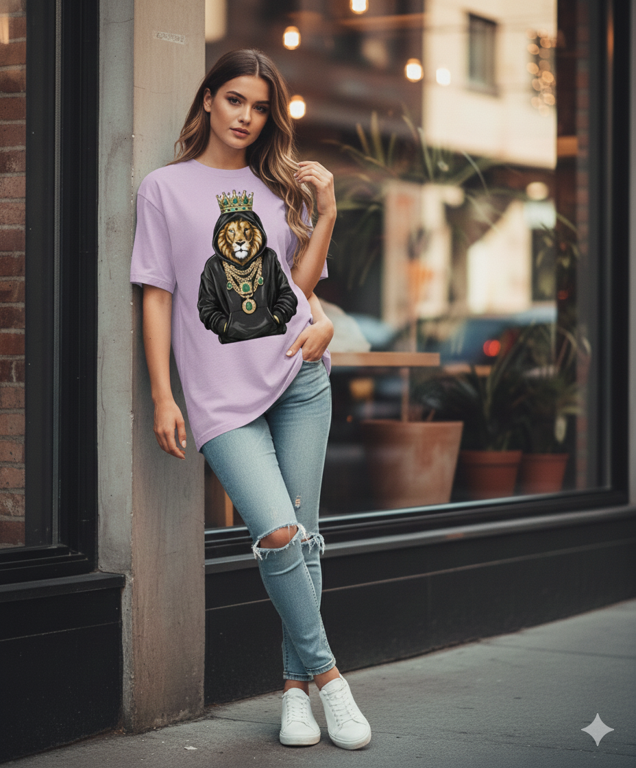 Crown King Hoodie Graphic T‑Shirt | Royal Streetwear Oversized Tee