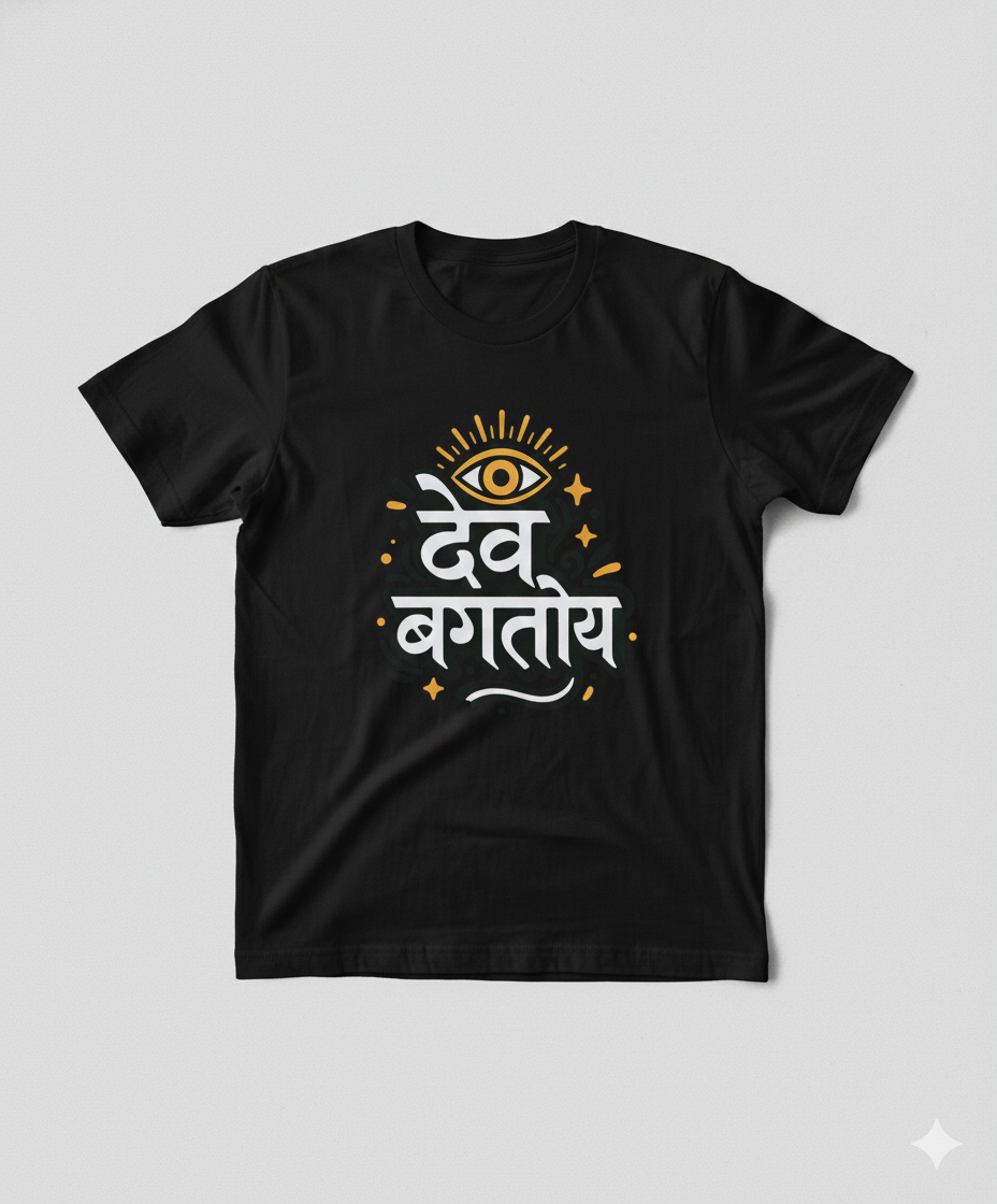 Dev Bagtoy Marathi Spiritual Graphic T‑Shirt | Unisex Oversized Tee