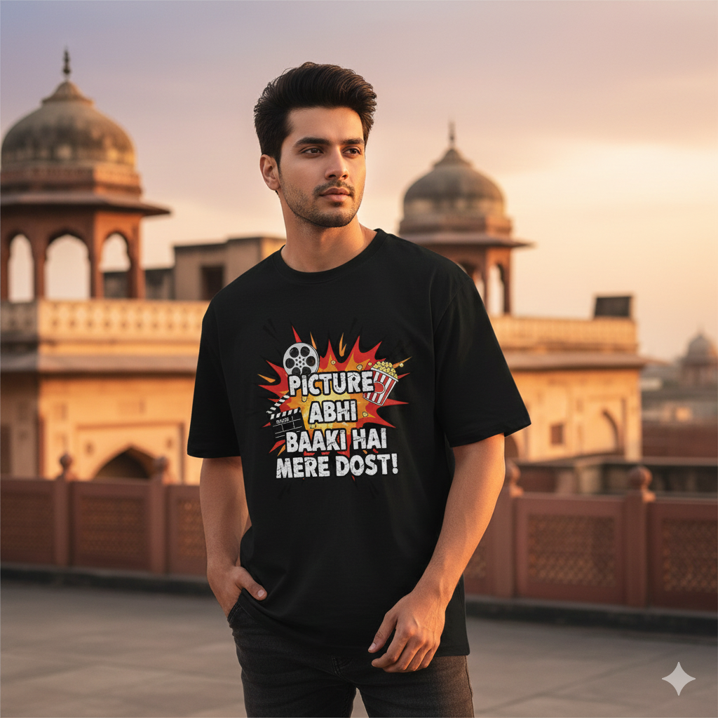 Picture Abhi Baaki Hai Mere Dost T‑Shirt | Bollywood Dialogue Graphic Tee