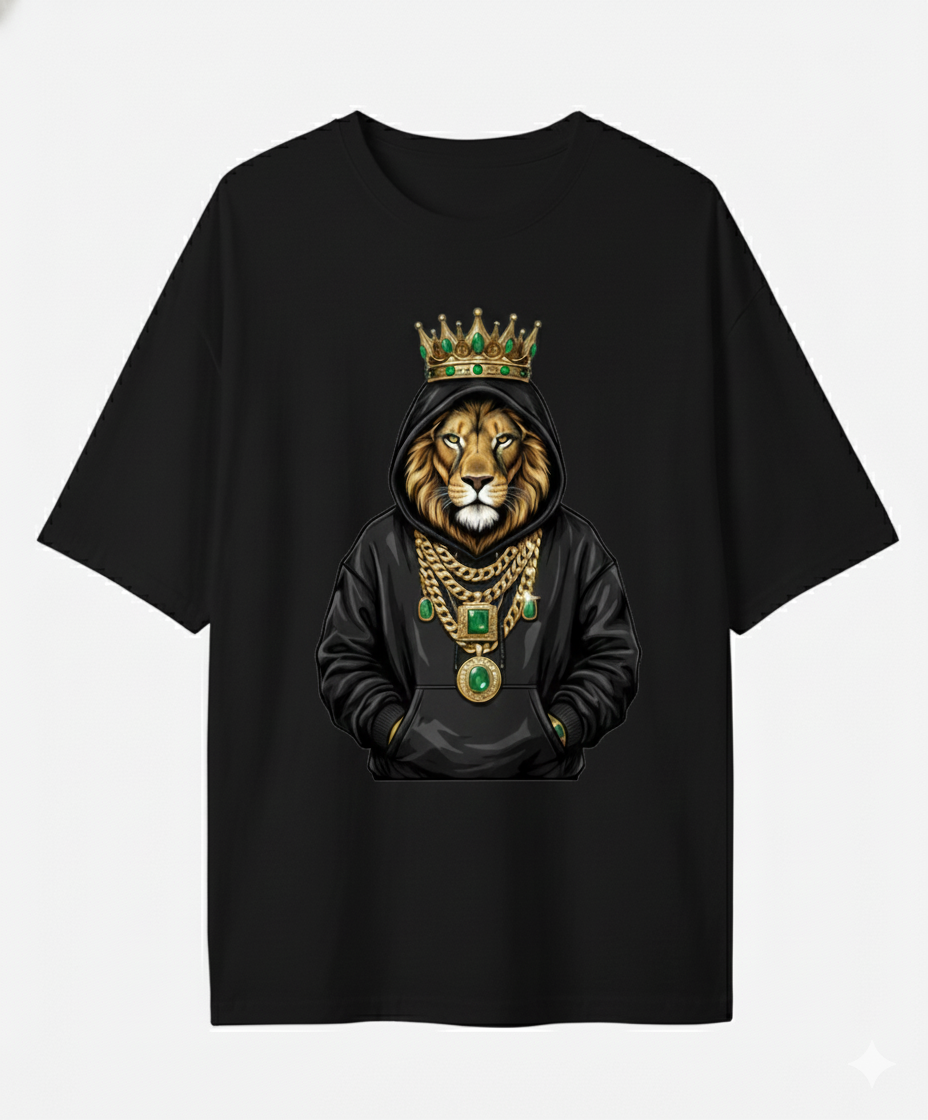 Crown King Hoodie Graphic T‑Shirt | Royal Streetwear Oversized Tee