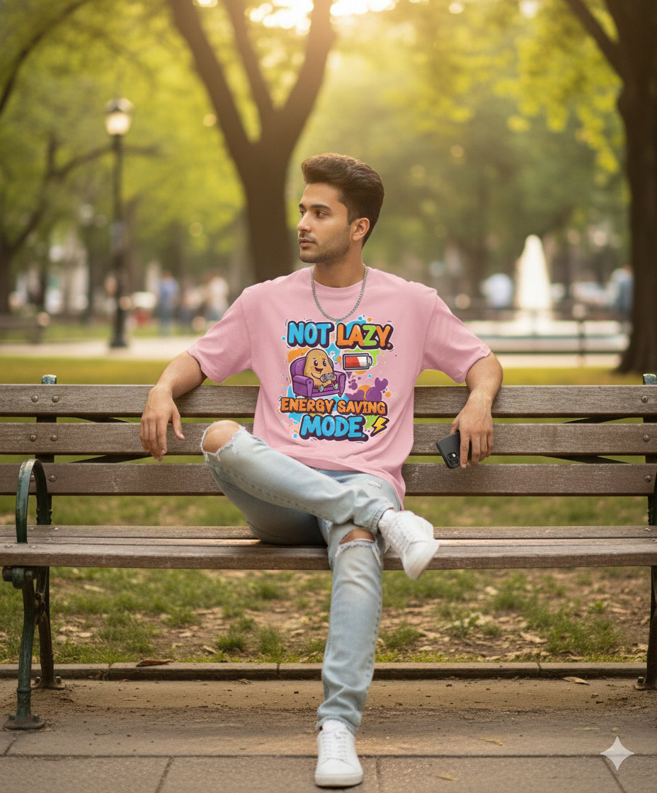 Not Lazy Energy Saving Mode T‑Shirt | Funny Gaming Oversized Unisex Tee