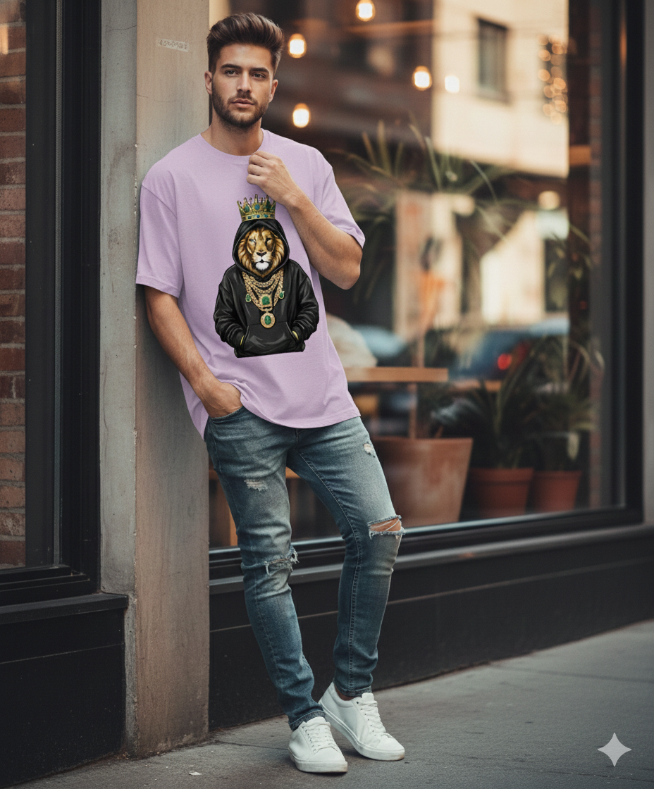 Crown King Hoodie Graphic T‑Shirt | Royal Streetwear Oversized Tee