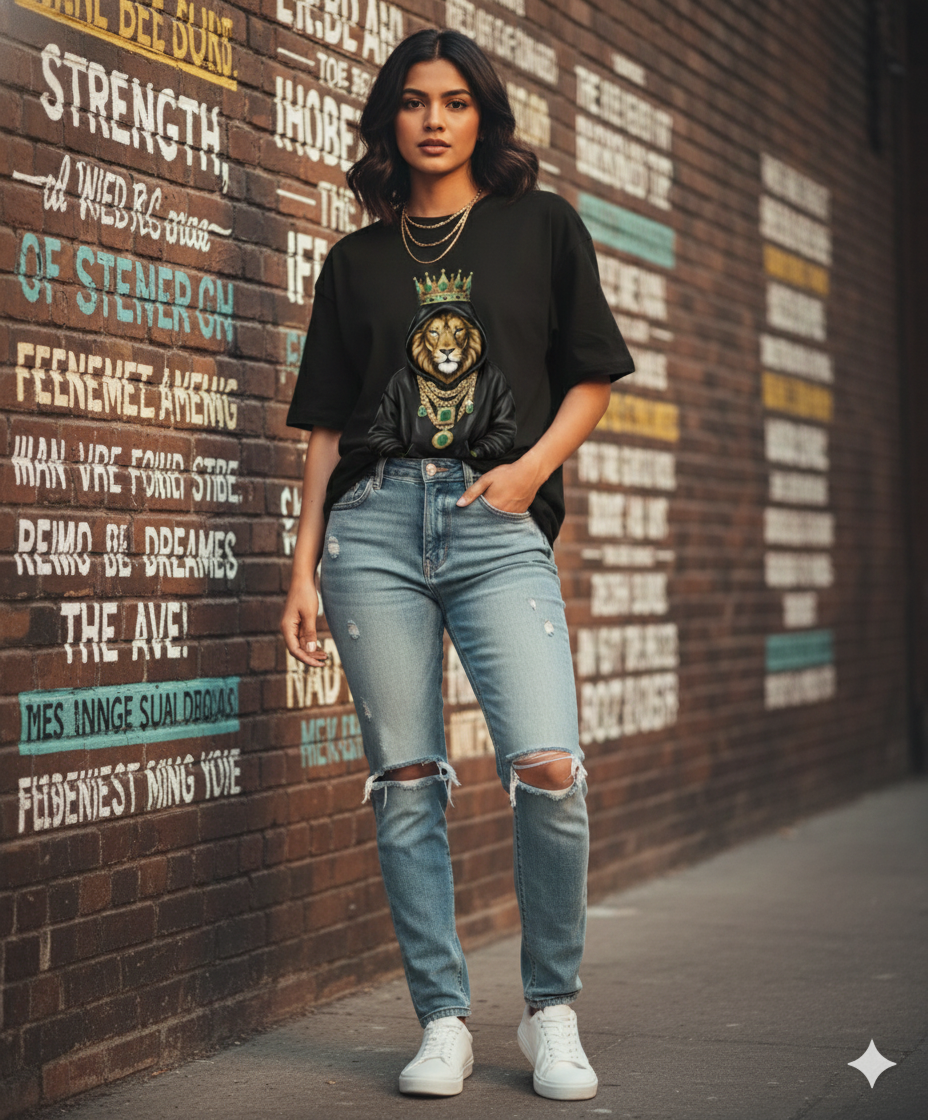 Crown King Hoodie Graphic T‑Shirt | Royal Streetwear Oversized Tee