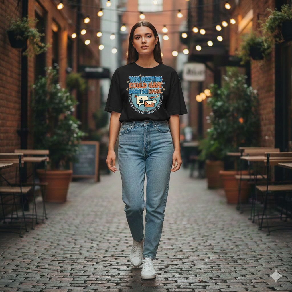 This Meeting Could Have Been An Email Oversized Unisex T‑Shirt | Work From Home Office Humor | 180 GSM Bio‑Wash