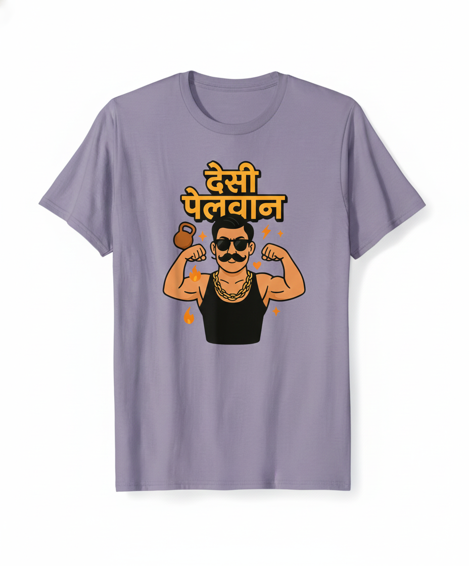 Desi Pehelwan Marathi Oversized Unisex T‑Shirt | Gym Graphic | 180 GSM Bio‑Wash