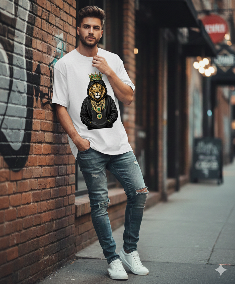 Crown King Hoodie Graphic T‑Shirt | Royal Streetwear Oversized Tee