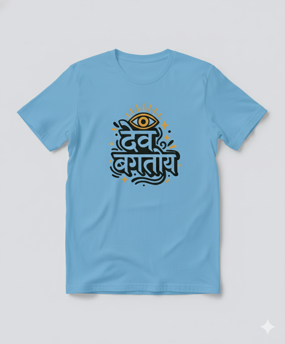 Dev Bagtoy Marathi Spiritual Graphic T‑Shirt | Unisex Oversized Tee