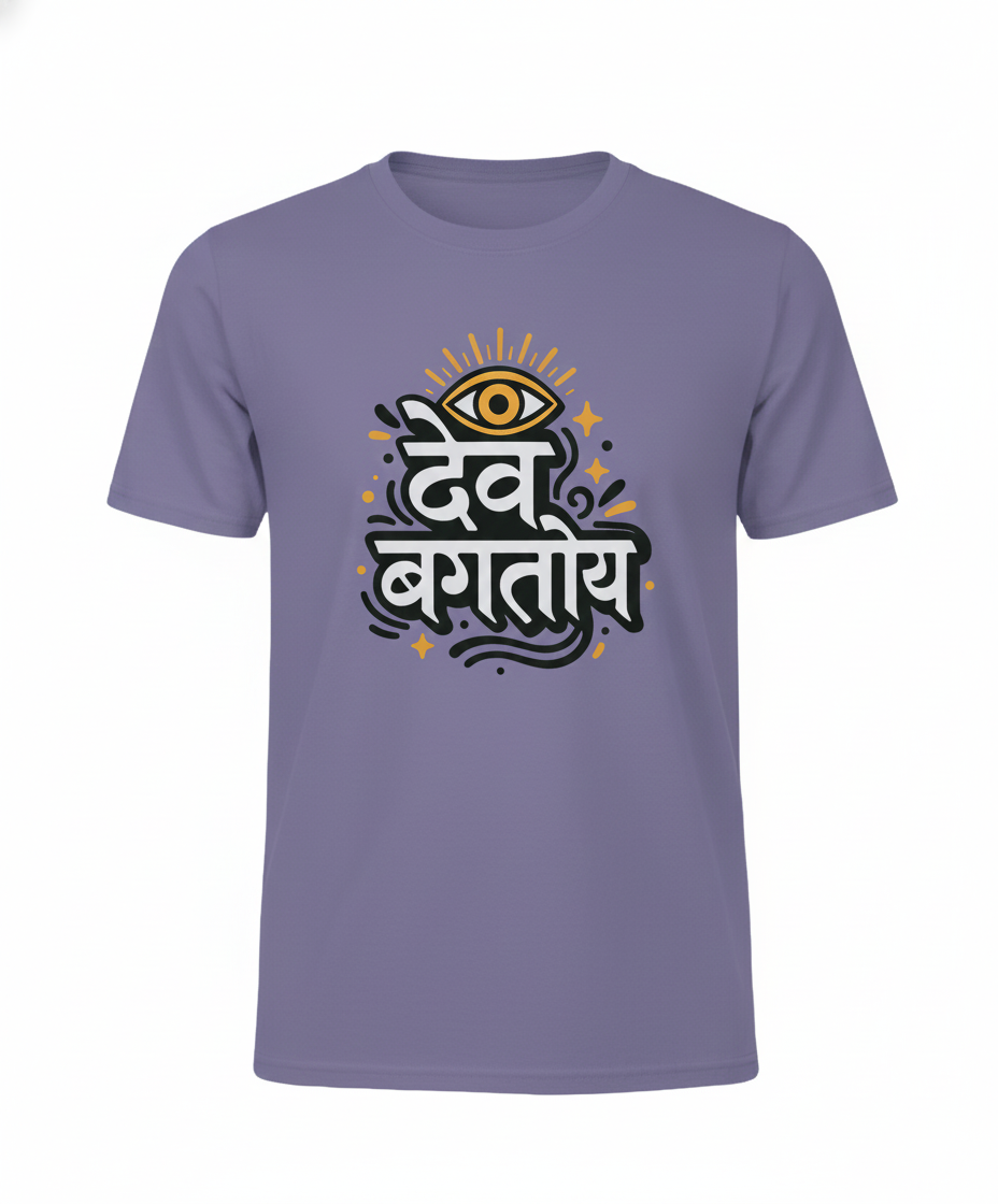 Dev Bagtoy Marathi Spiritual Graphic T‑Shirt | Unisex Oversized Tee