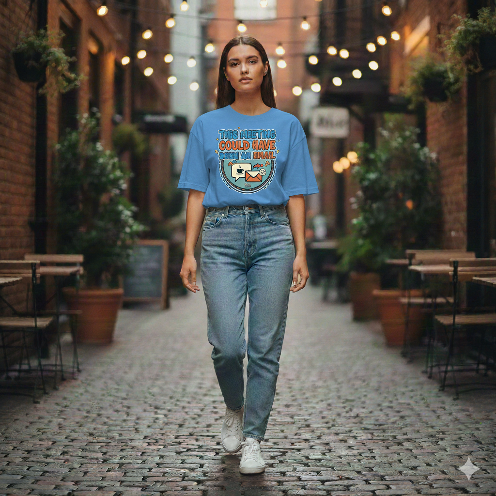 This Meeting Could Have Been An Email Oversized Unisex T‑Shirt | Work From Home Office Humor | 180 GSM Bio‑Wash