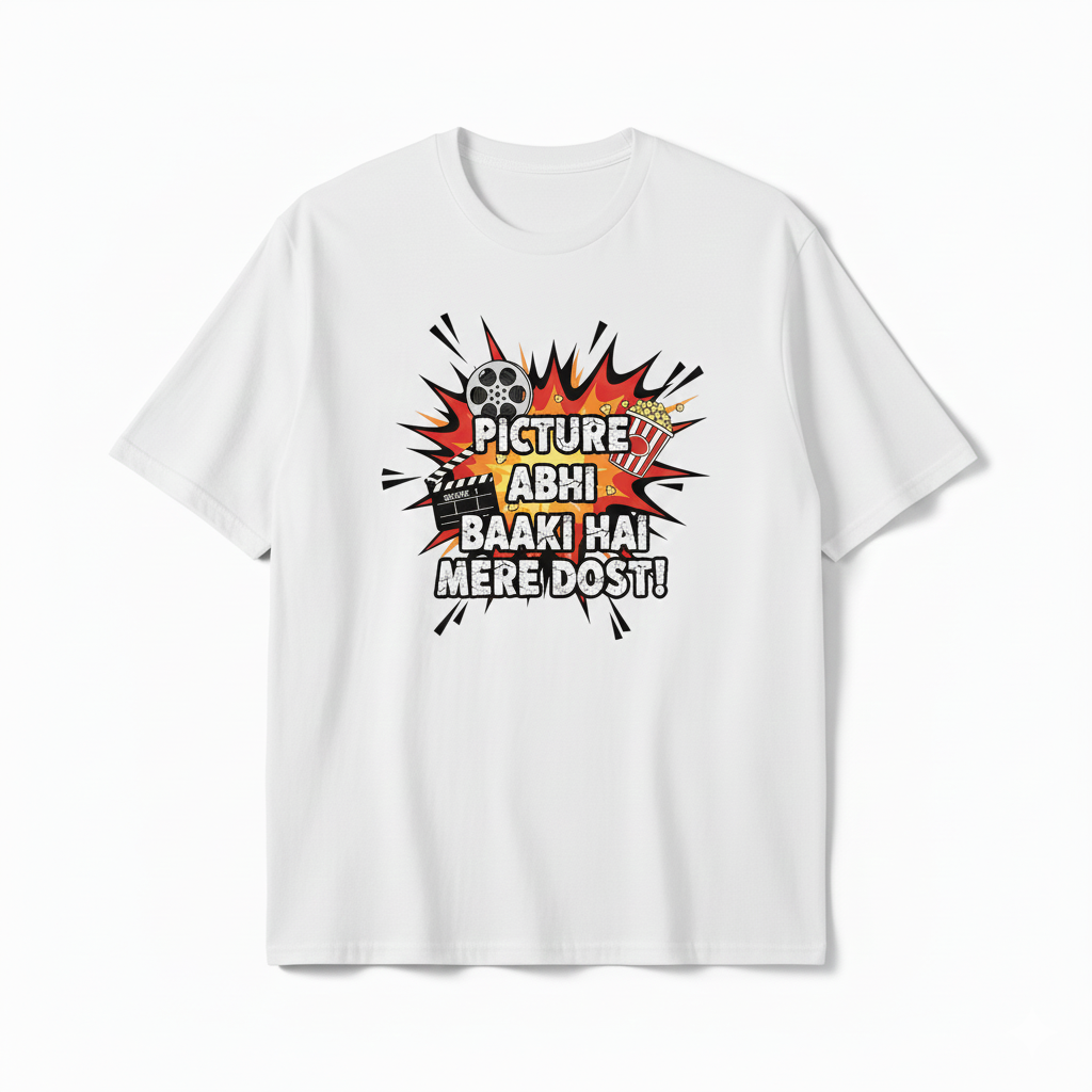 Picture Abhi Baaki Hai Mere Dost T‑Shirt | Bollywood Dialogue Graphic Tee