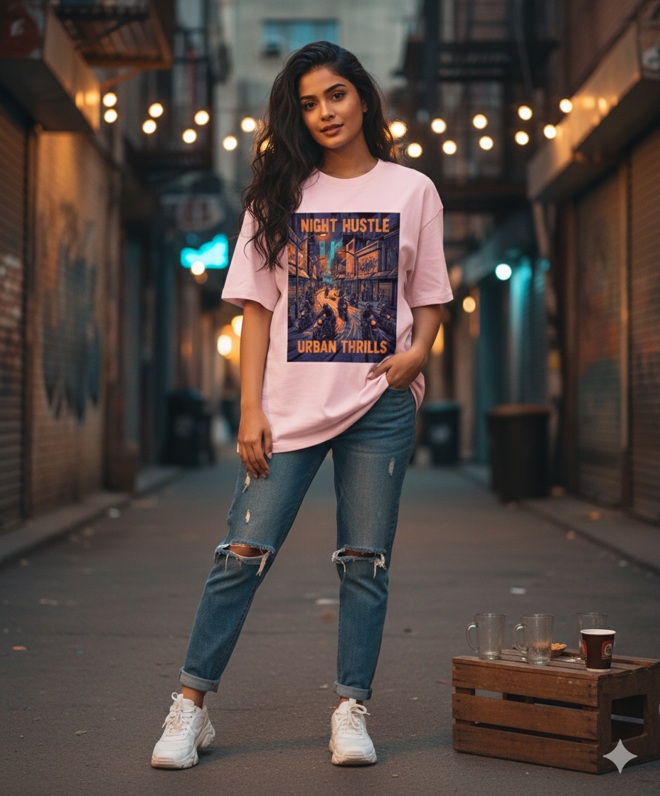 Night Hustle Urban Thrills Graphic T‑Shirt | Biker Streetwear Tee