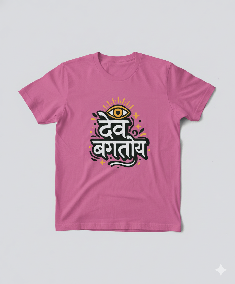 Dev Bagtoy Marathi Spiritual Graphic T‑Shirt | Unisex Oversized Tee