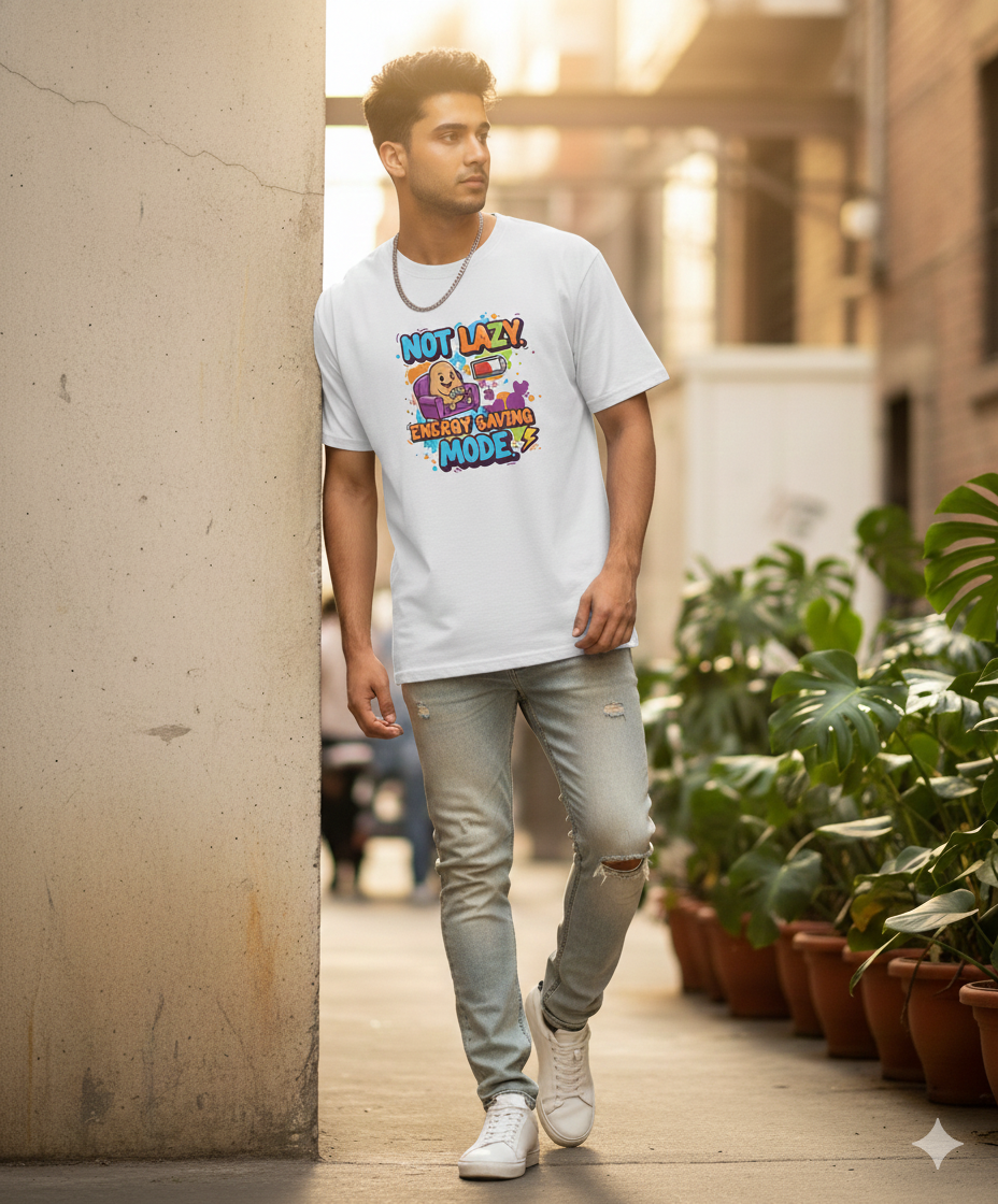 Not Lazy Energy Saving Mode T‑Shirt | Funny Gaming Oversized Unisex Tee