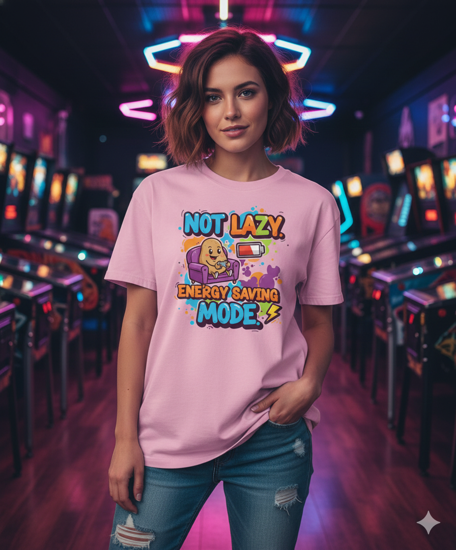 Not Lazy Energy Saving Mode T‑Shirt | Funny Gaming Oversized Unisex Tee