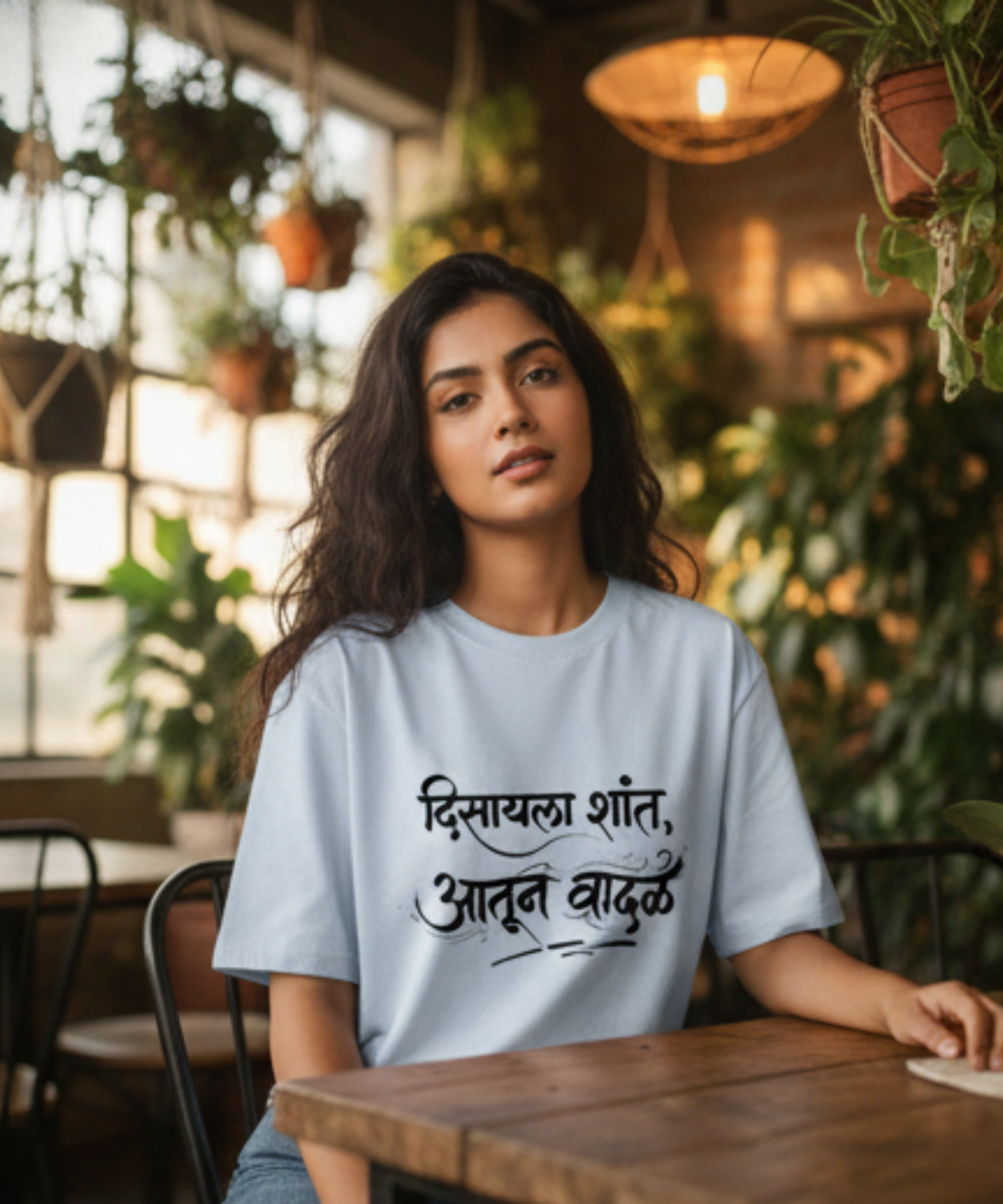 दिसायला शांत आतून वादळ Marathi Attitude T‑Shirt | Oversized Typography Tee